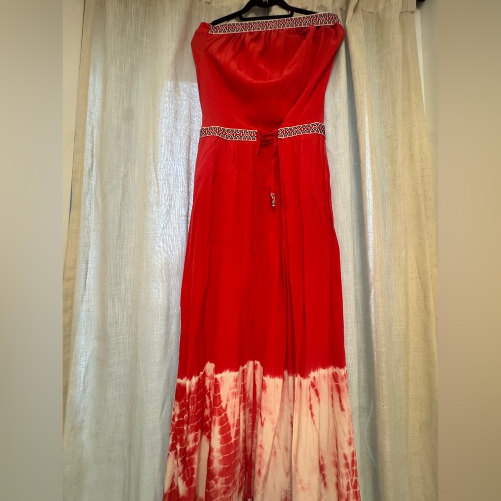 Gypsy Red and White Strapless Maxi Dress